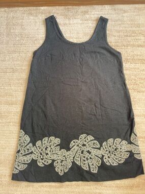 Banana Republic Black Tank Mini Dress with Cream Leaf Border
